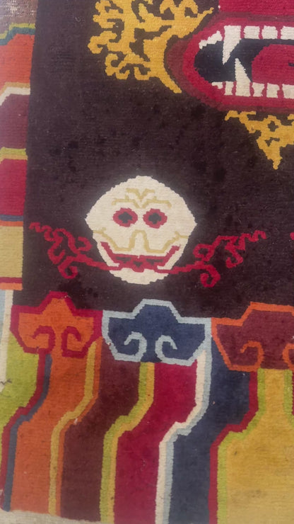 A mid 20th C.,vintage Tibetan religious rug   rug