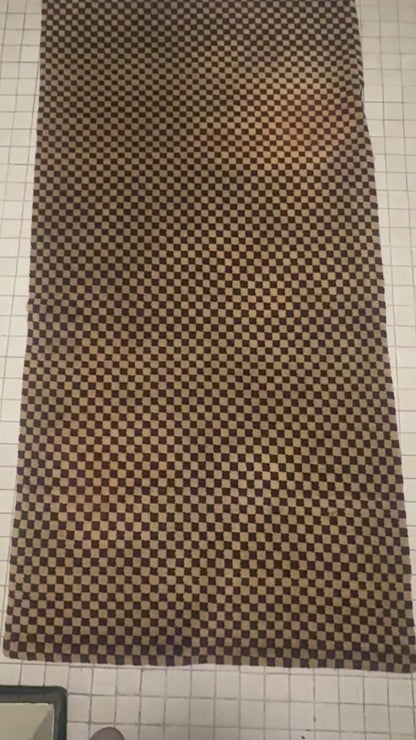 An antique Tibetan checkerboard handmade wool  rug