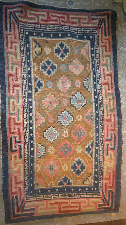 Antique 19th Century Tibetan woolen rug