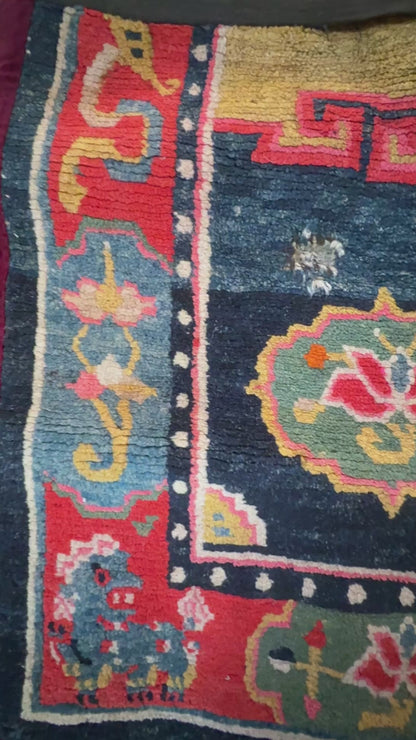 Antique Tibetan saddle rug