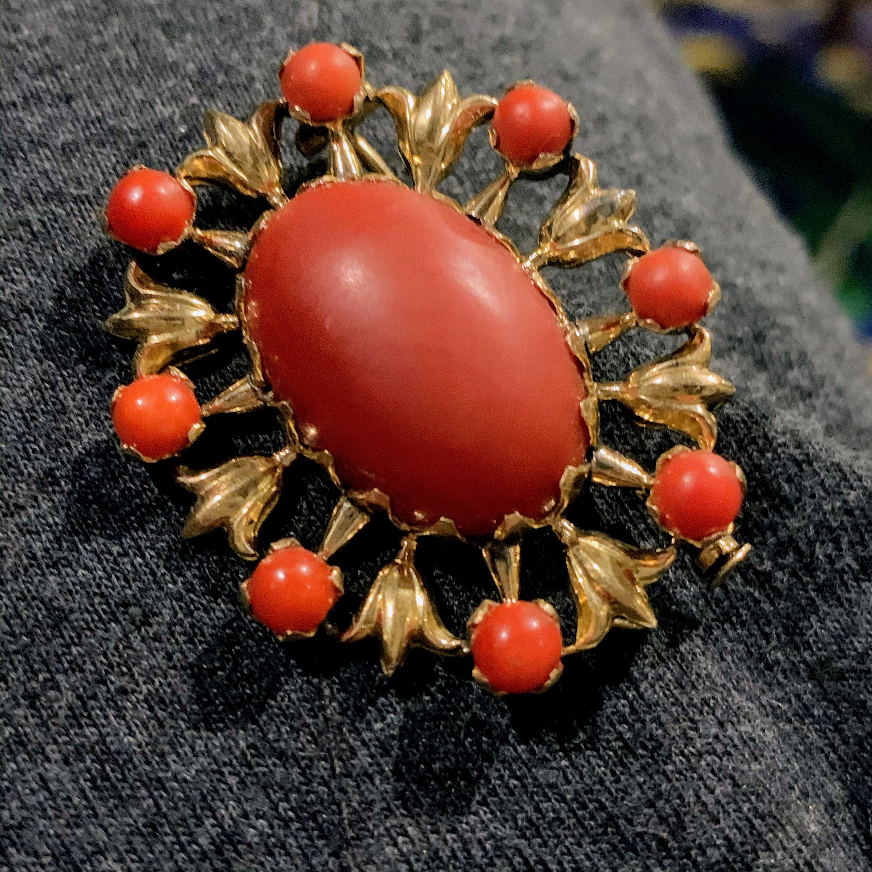 Antique sales coral brooch