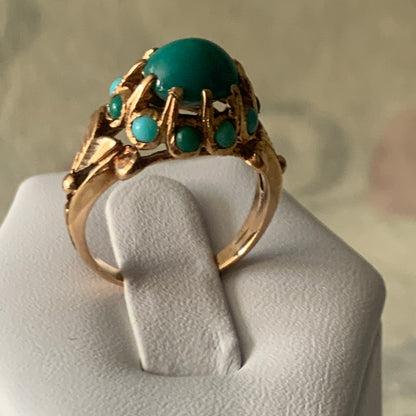 Turquoise and gold ring