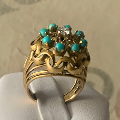 Turquoise and gold ring