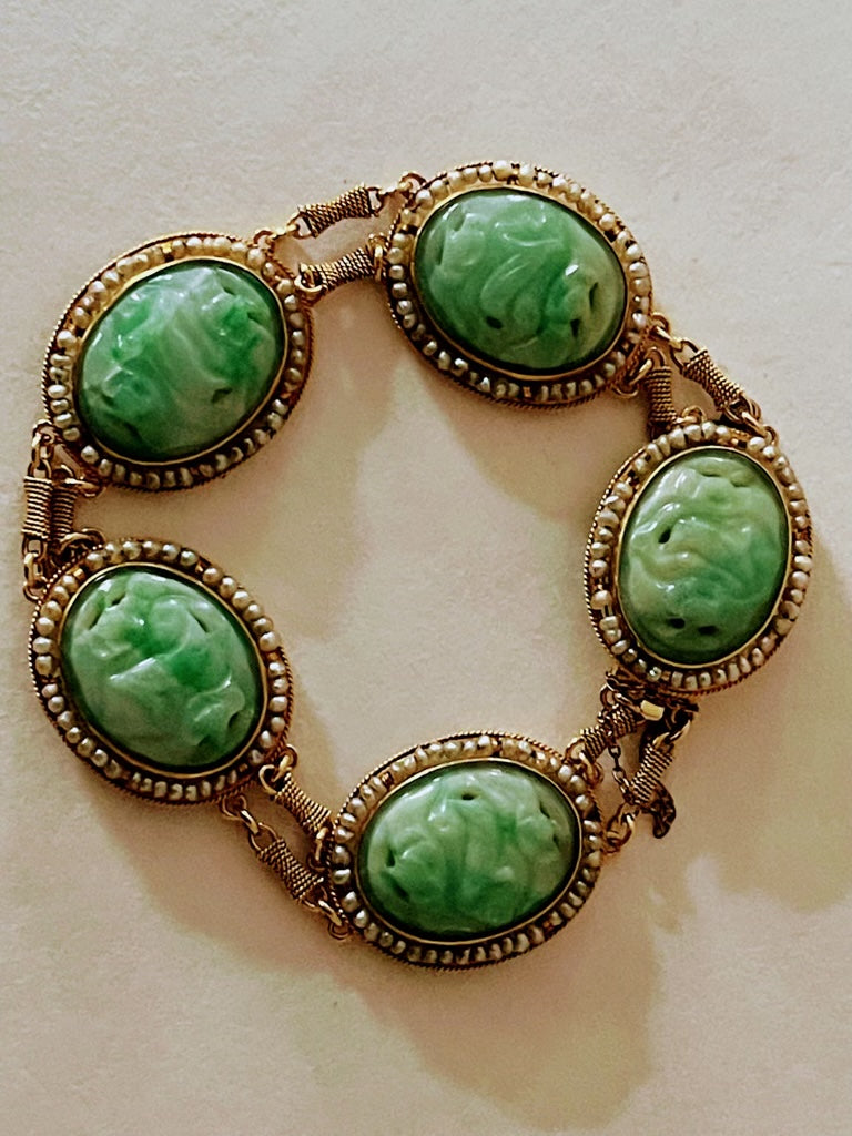 Antique jade and gold bracelet