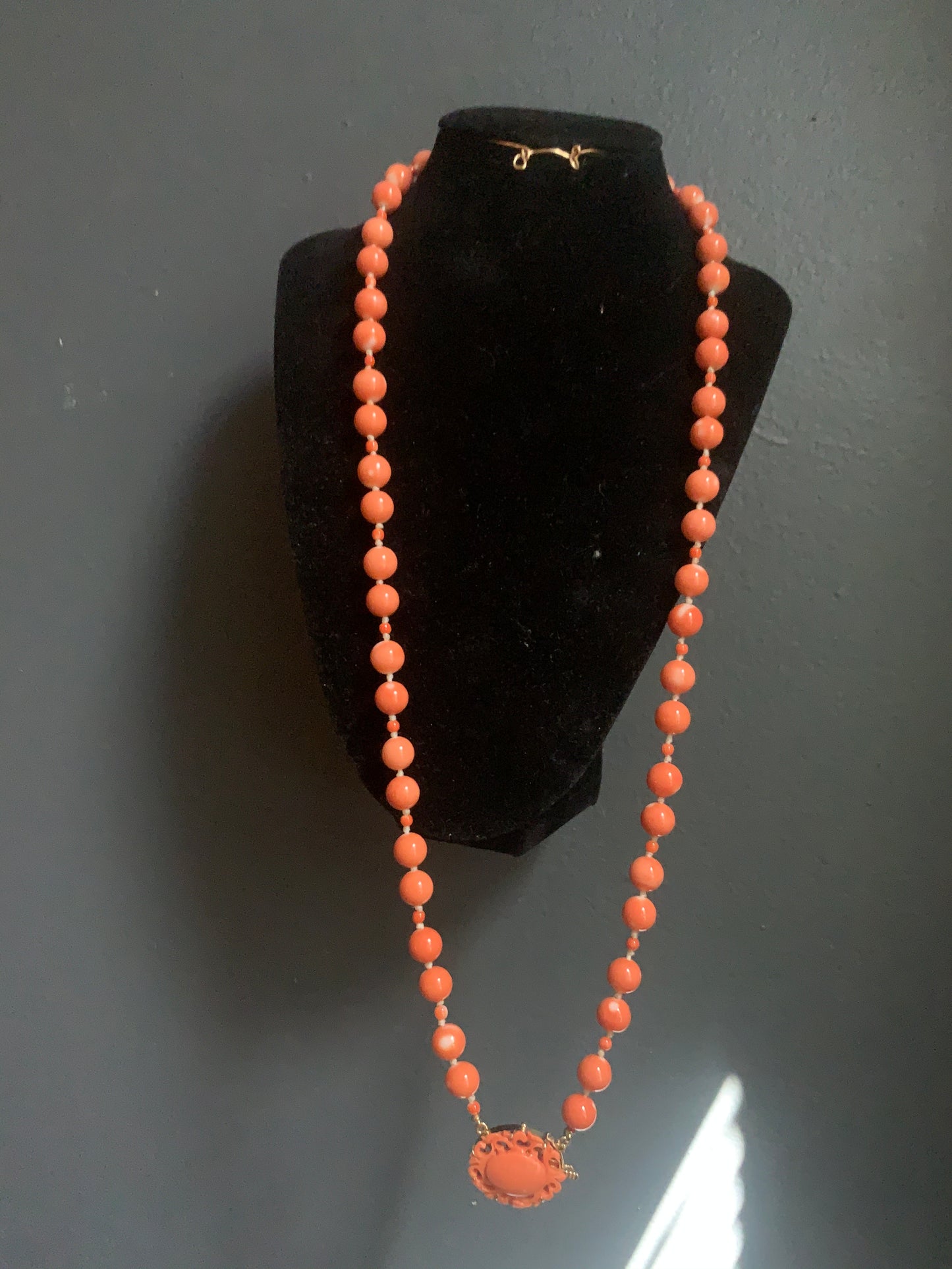 Coral necklace with 14k coral clasp