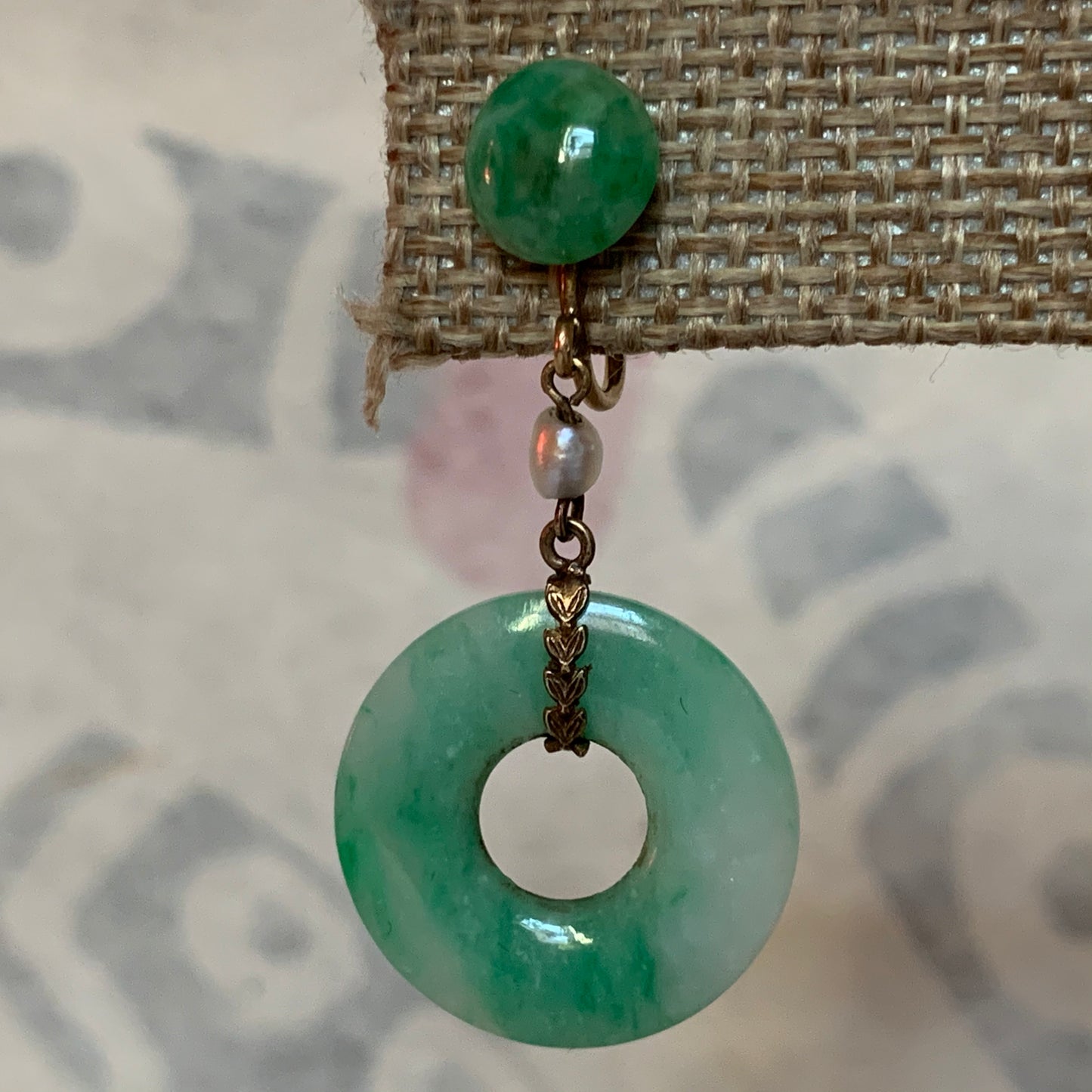 A pair of jade earrings