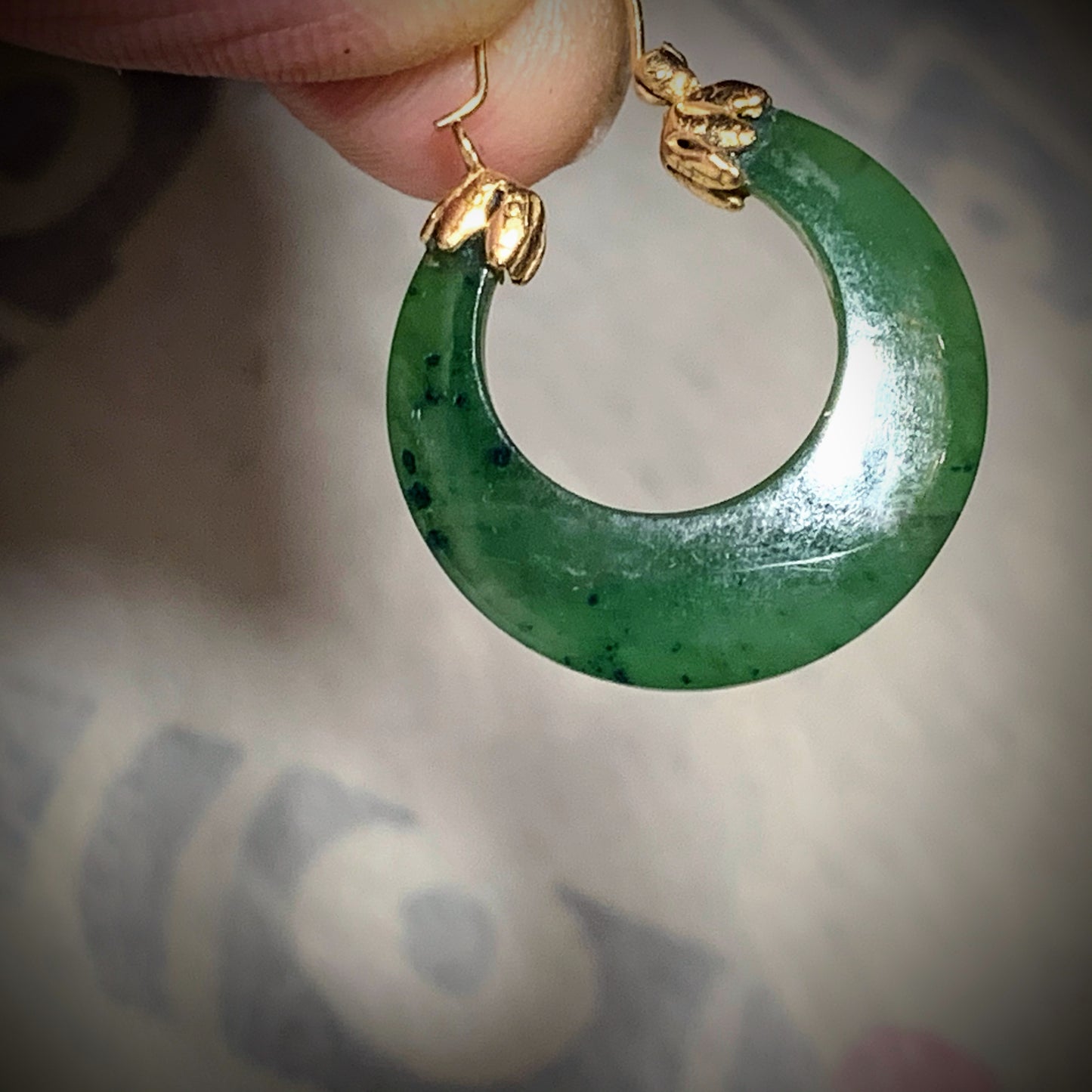 Jade / nephrite hoop ear rings