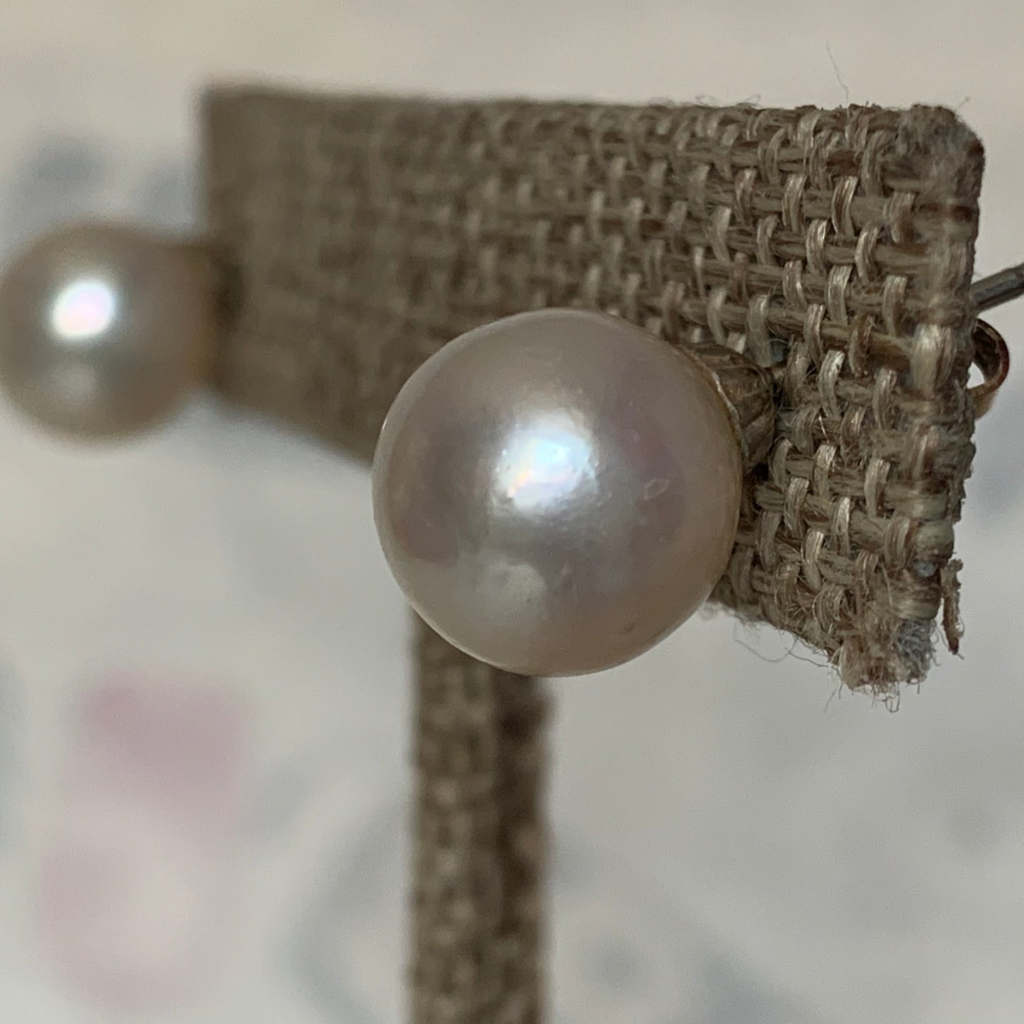 A pair of pearl stud earrings