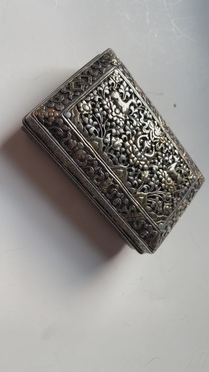 An antique Bhutanese betel nut silver box