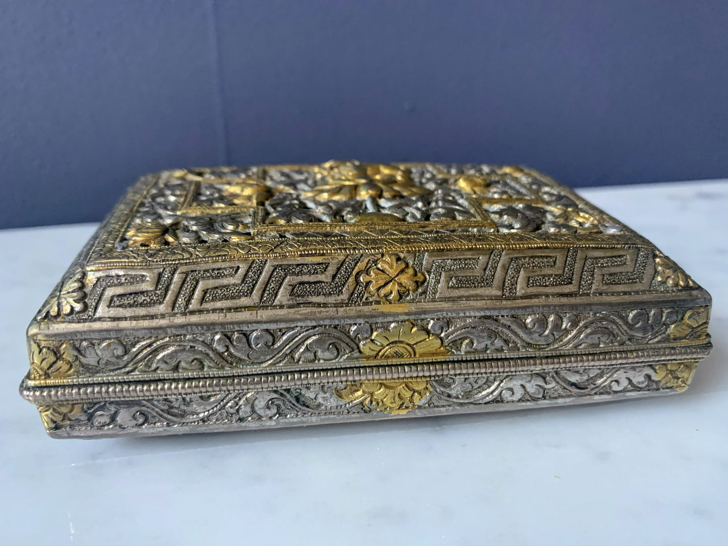 A Bhutanese betel nut silver box