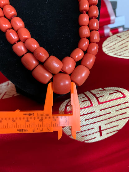 A double strand Antique Tibetan coral beads necklace