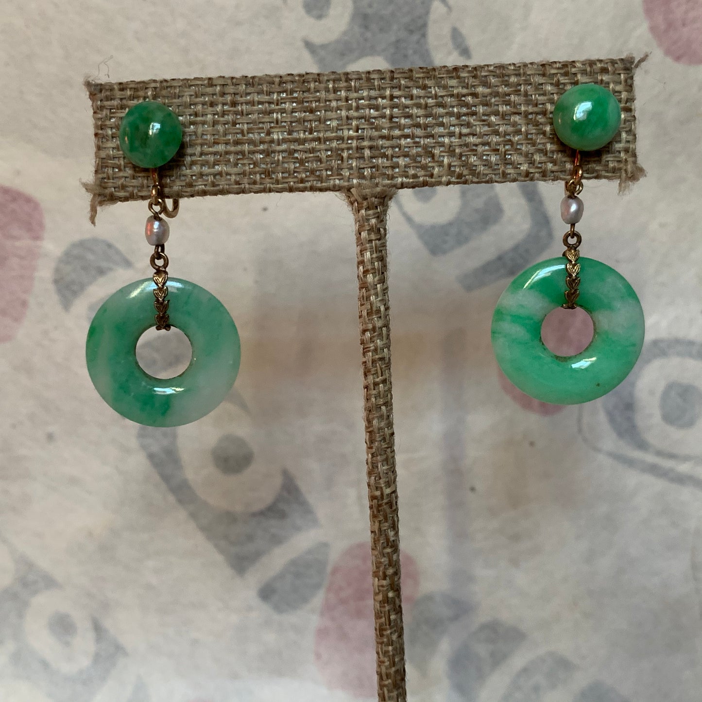 A pair of jade earrings
