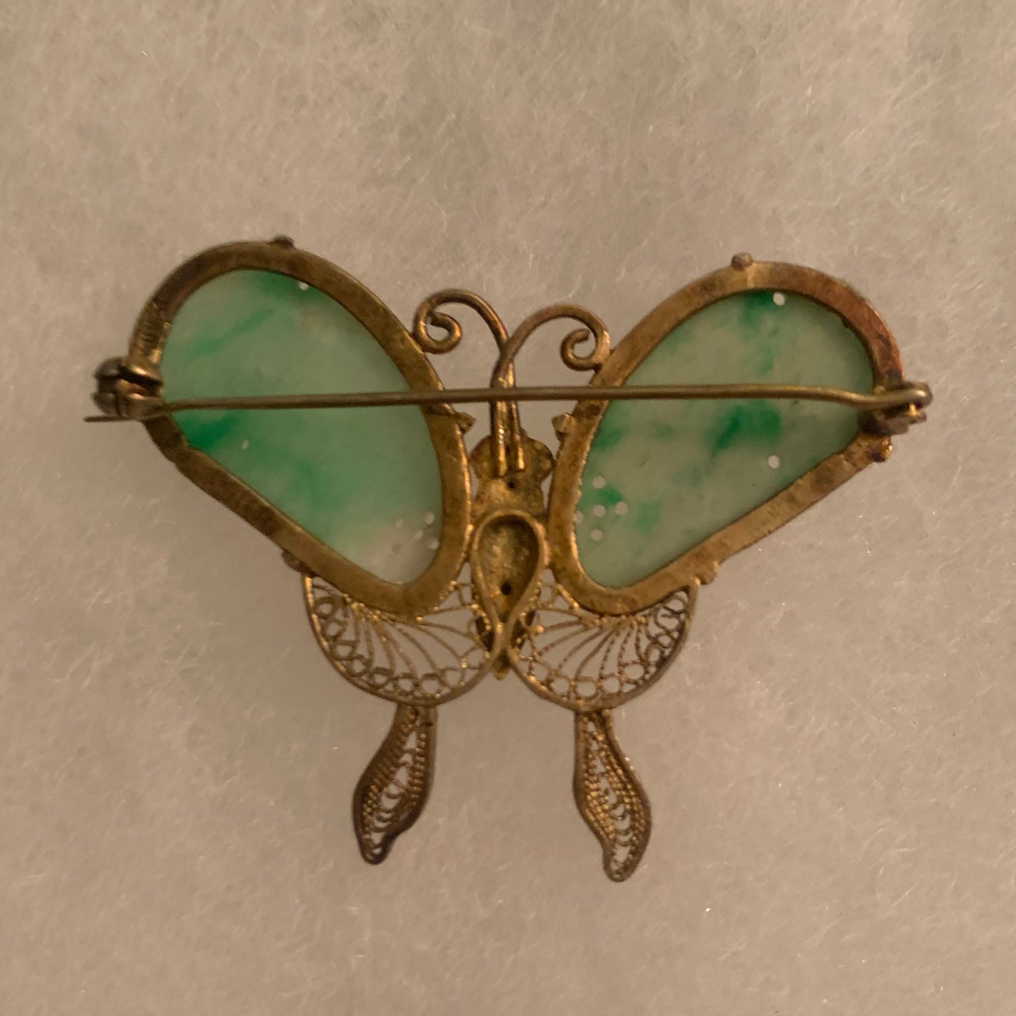 Vintage jade butterfly brooch