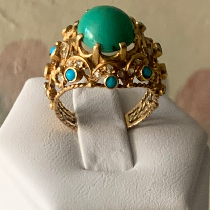 Turquoise and gold ring