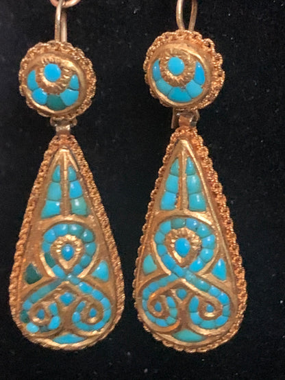 Antique turquoise ear rings