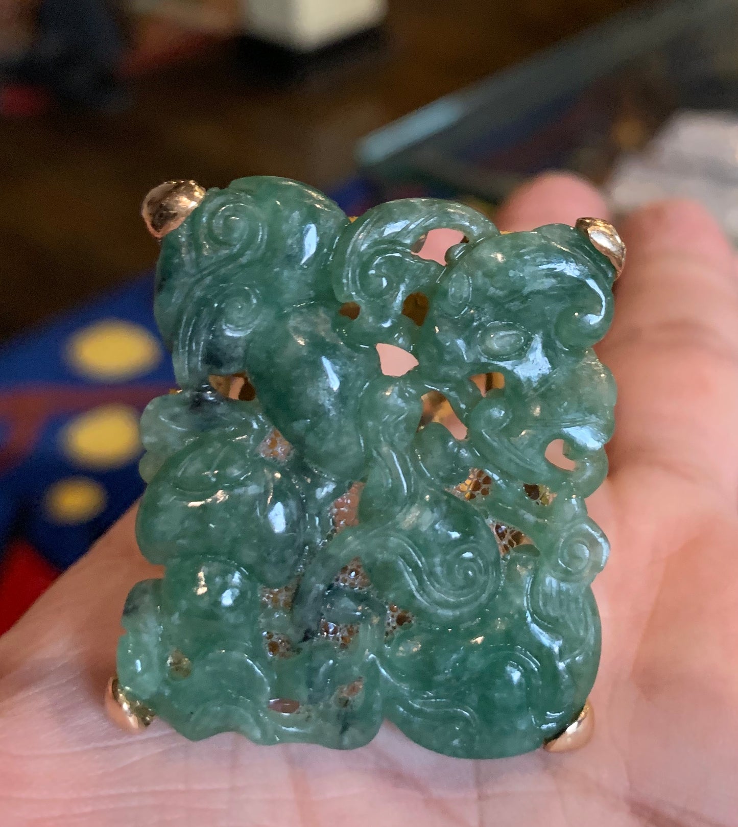 An oversized jade ring