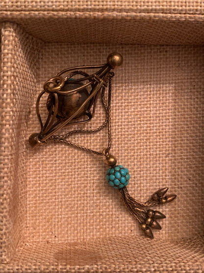 Vintage turquoise brooch