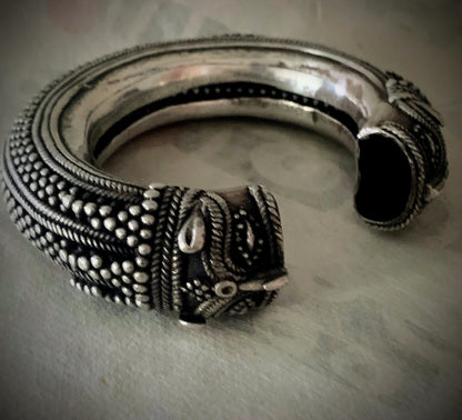 An antique Indian silver cuff bangle