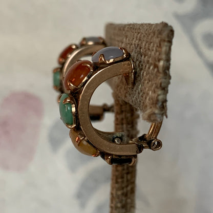 A pair of multicolored jade earrings