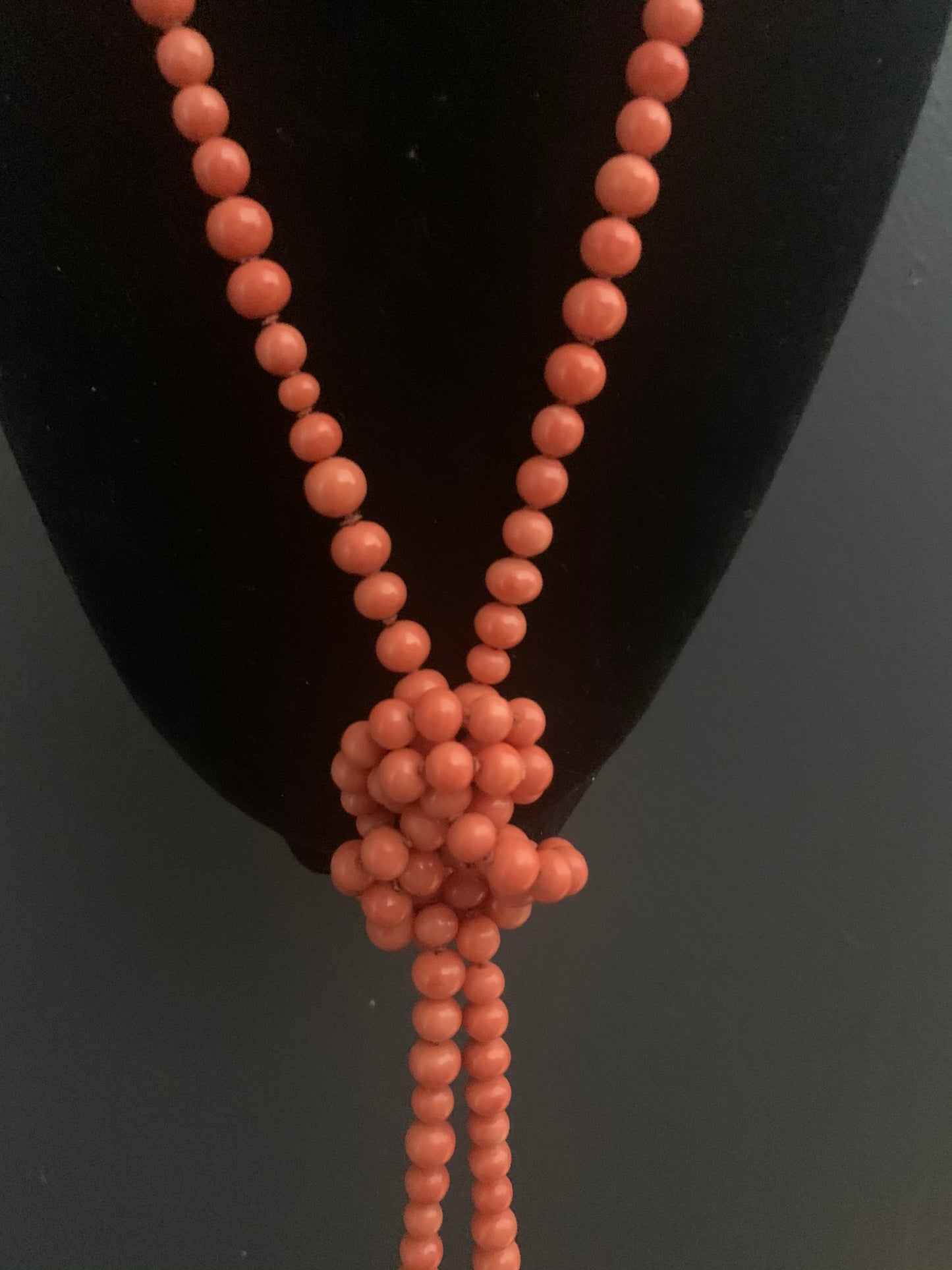A double length coral necklace