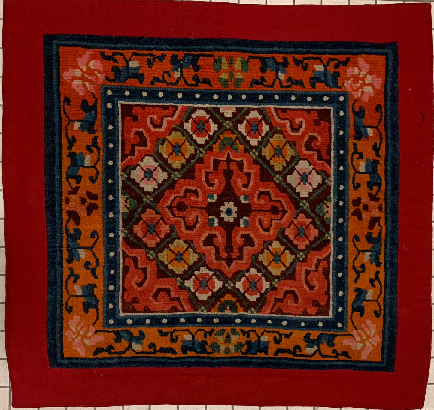 Tibetan antique throne rug