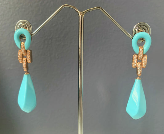 Turquoise gilt silver ear rings