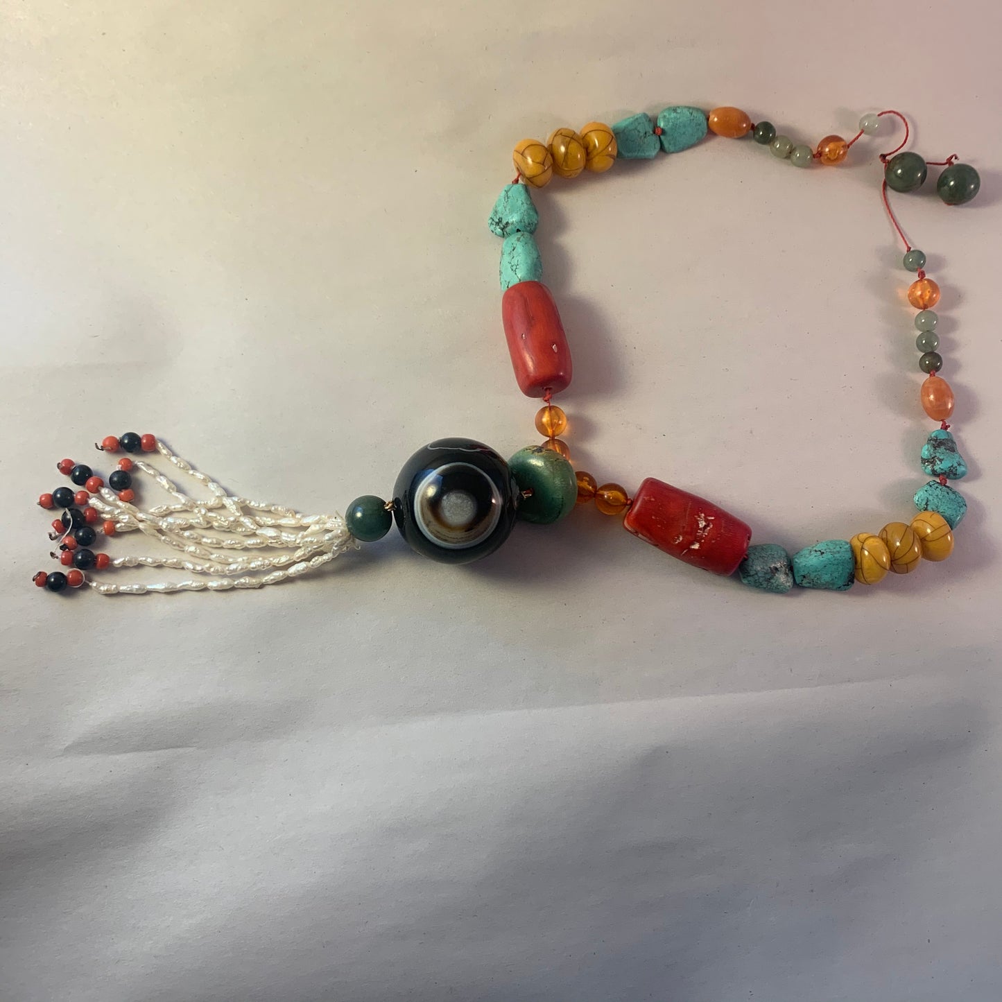 A boho necklace with vintage beads