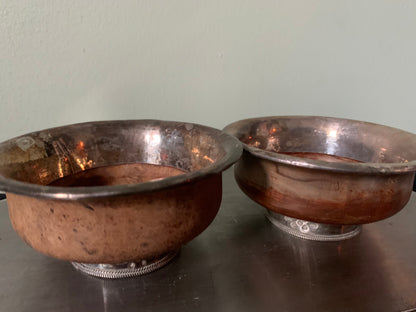 Wooden Tibetan bowls with silver details