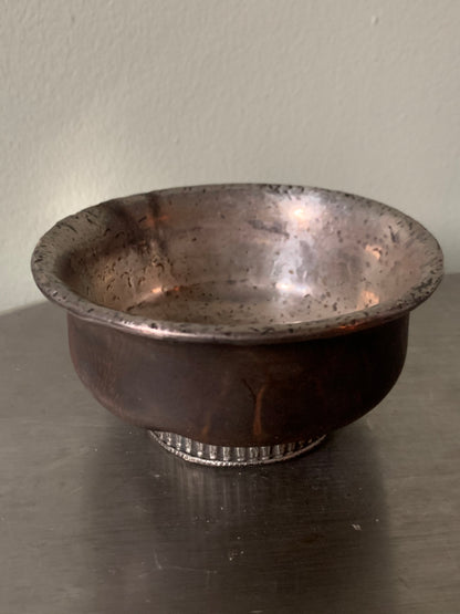 Wooden Tibetan bowl with silver details