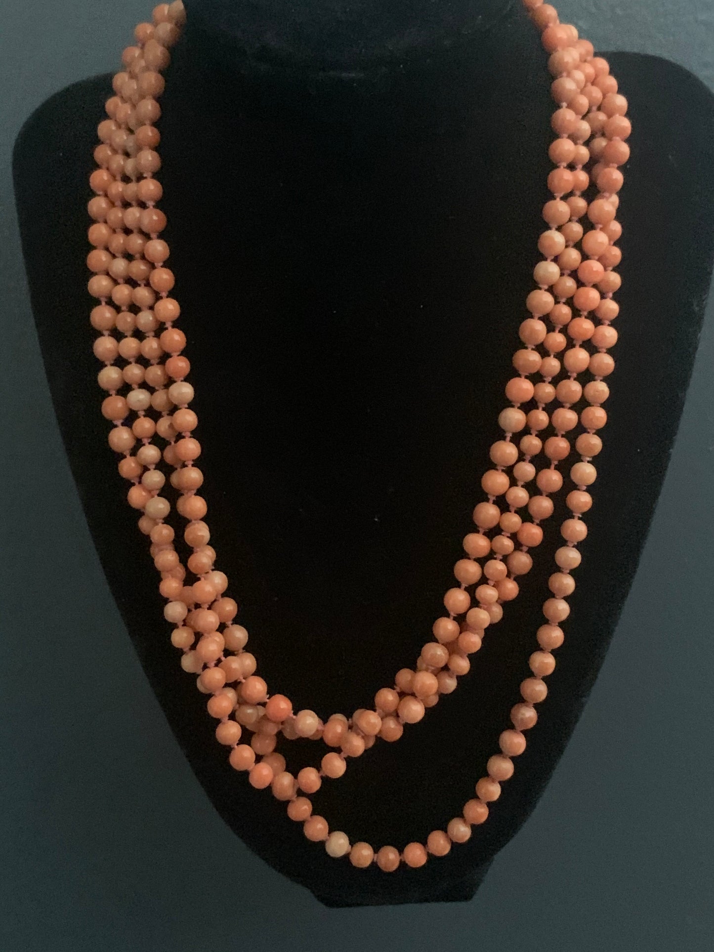 A vintage coral necklace.