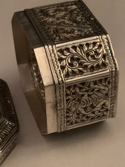 An octagonal silver box