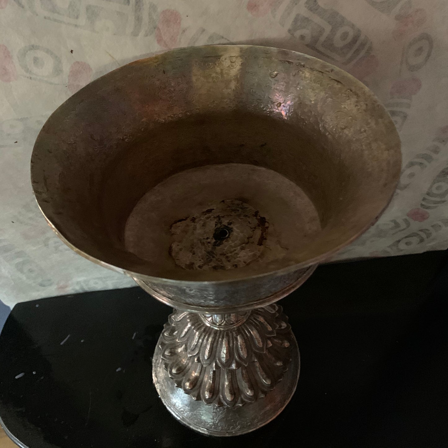 Antique silver Tibetan butter lamp