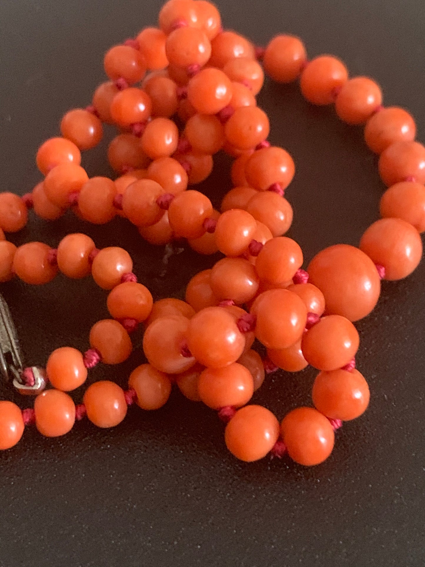 A double length coral necklace