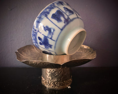 Vintage porcelain cup w/ silver cup stand
