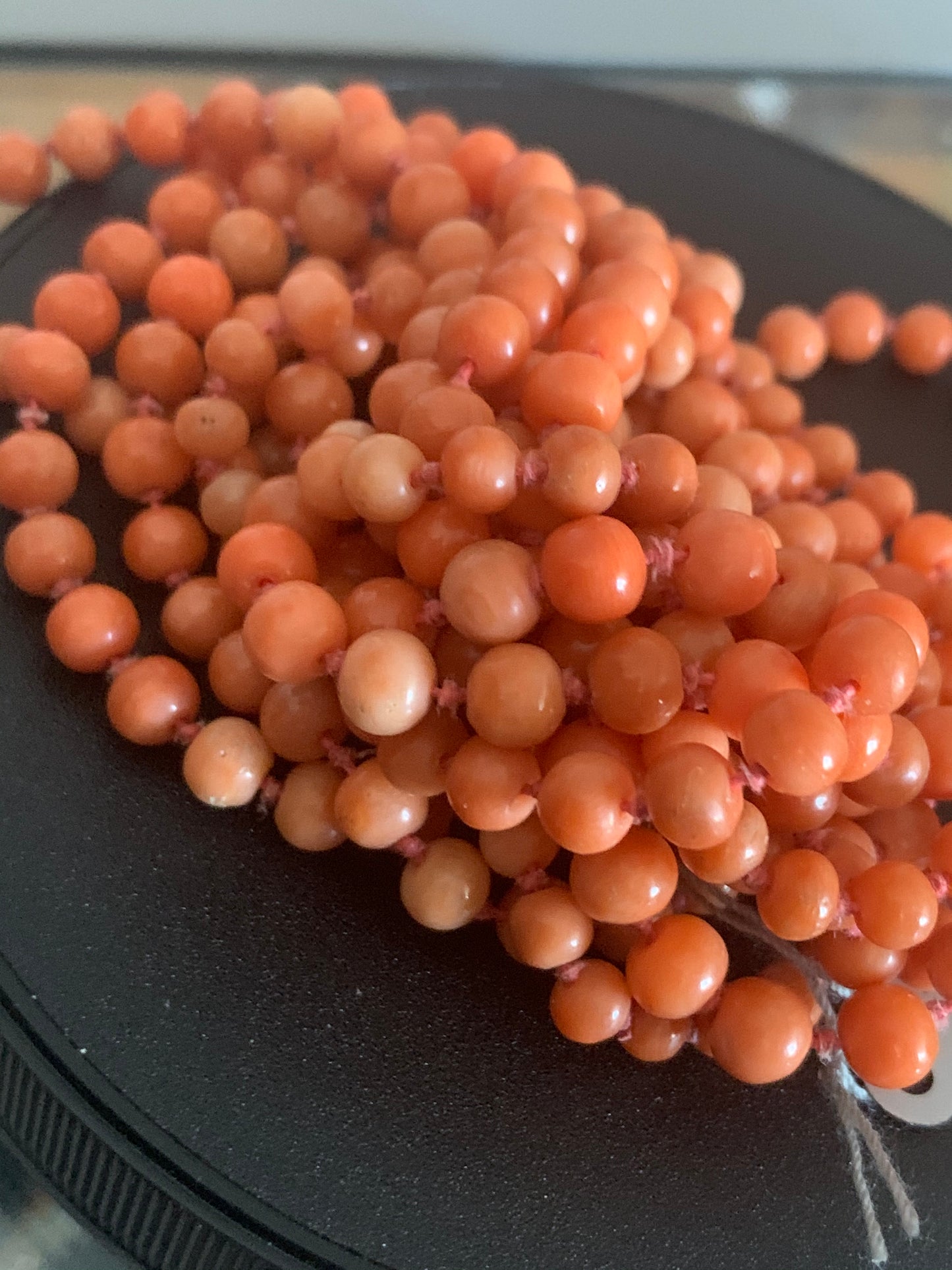 A vintage coral necklace.