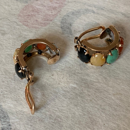 A pair of multicolored jade earrings