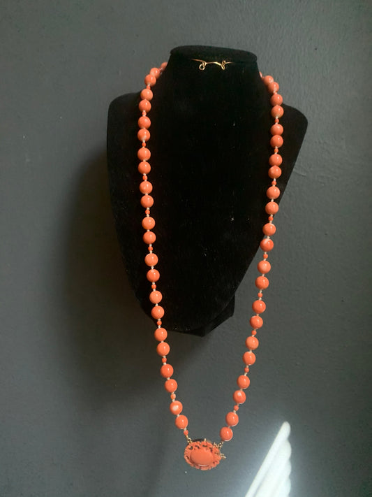 Coral necklace with 14k coral clasp