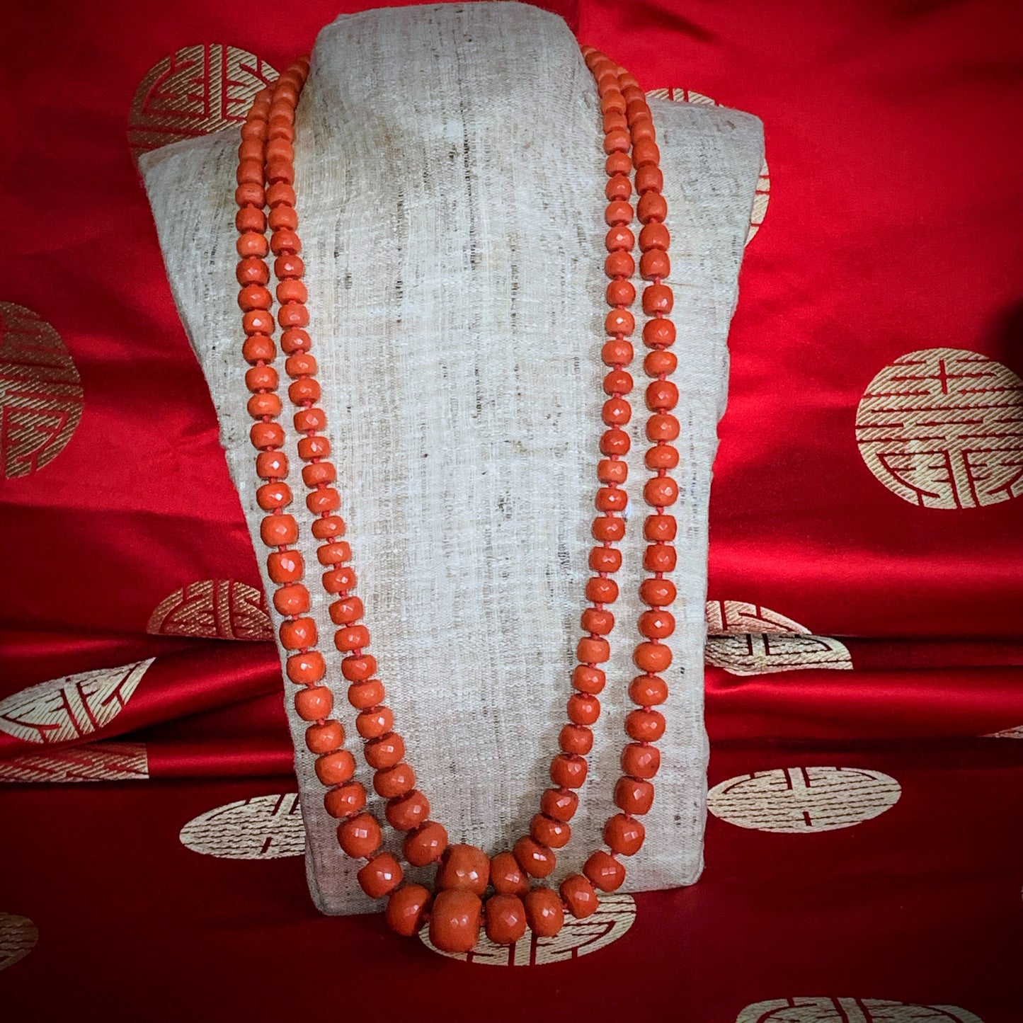 A double strand Antique Tibetan coral beads necklace