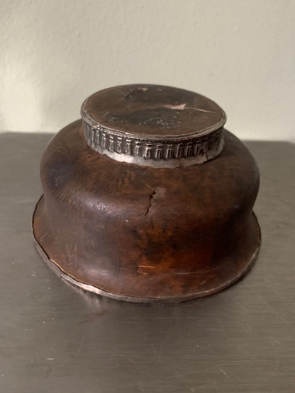 Wooden Tibetan bowl with silver details