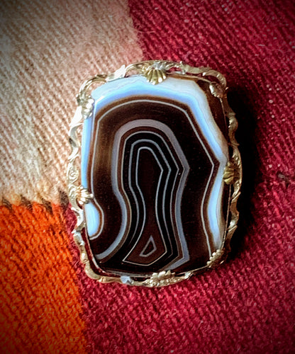 Vintage agate brooch