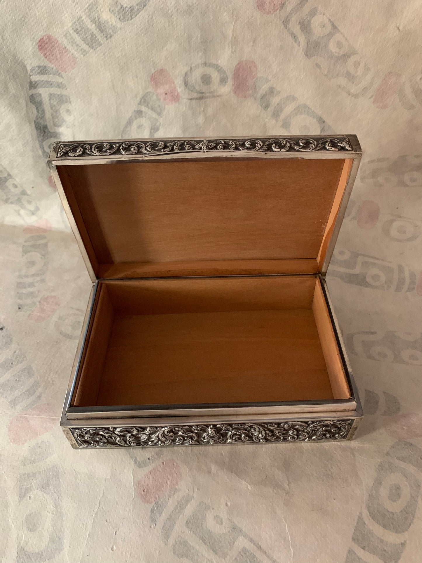 An antique Thai cigar silver box