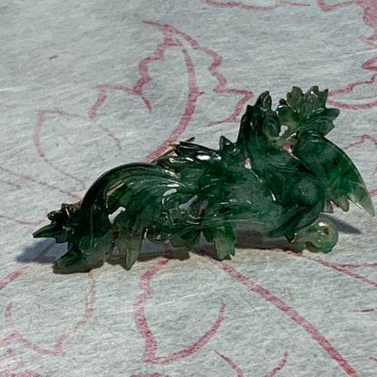 Antique Phoenix jade brooch