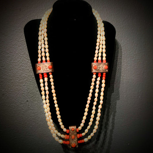 Pearl and coral necklace