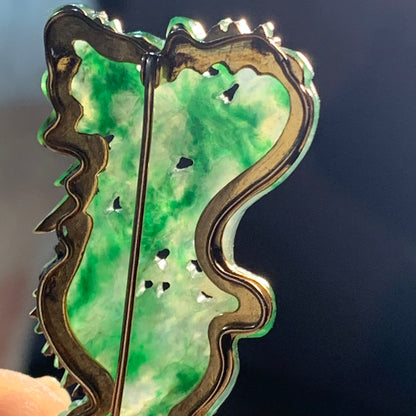 Antique jade dragon brooch