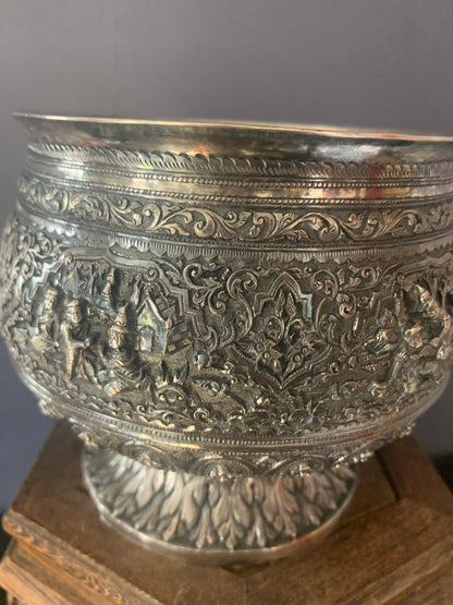 A silver rice bowl