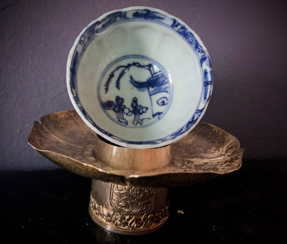 Vintage porcelain cup w/ silver cup stand