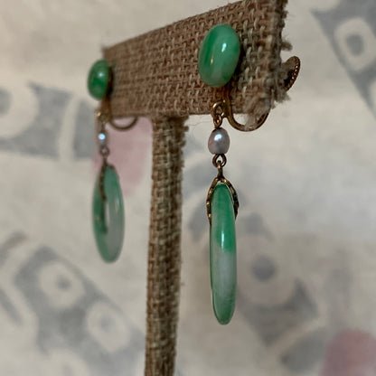 A pair of jade earrings