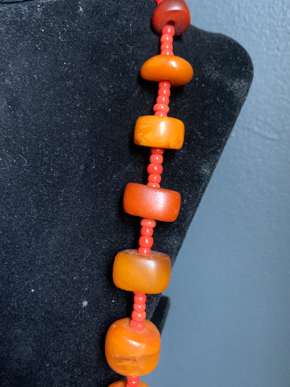 Amber and coral necklace