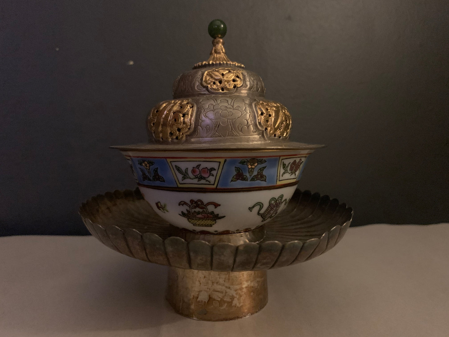 Tibetan silver cup stand