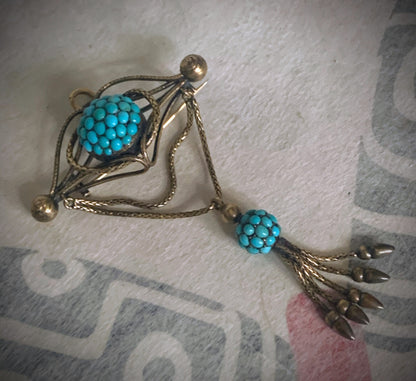 Vintage turquoise brooch